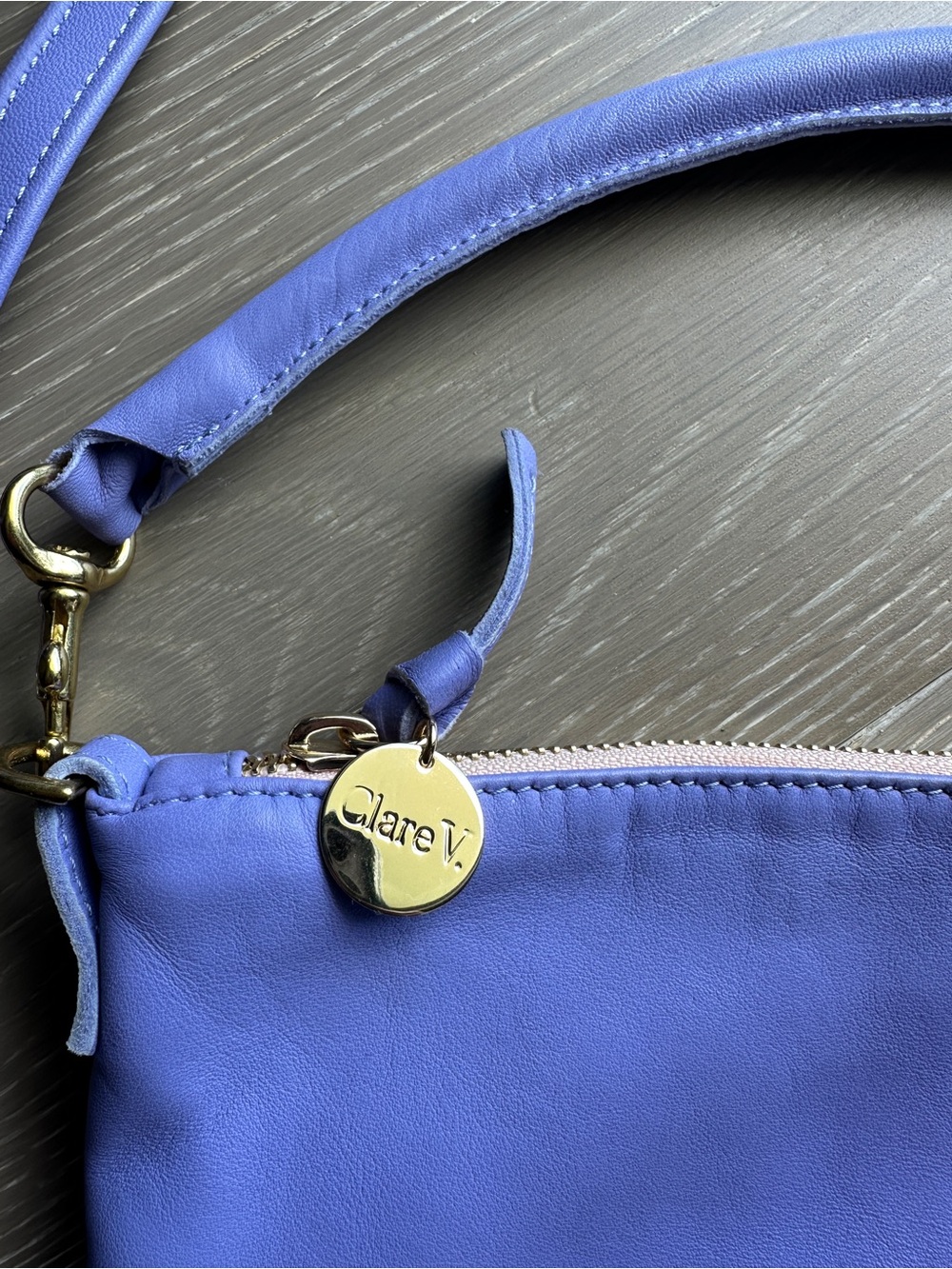 Clare V petite moyen bag  in Periwinkle Blue - Picture 3 of 7